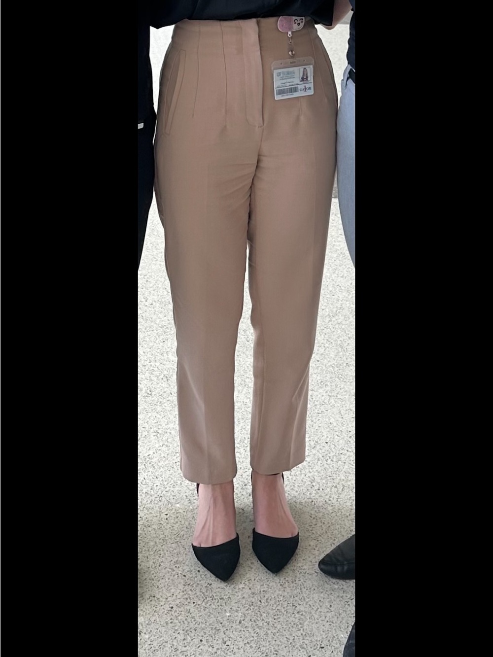 Zara Cropped Tailored Trousers in Light Brown